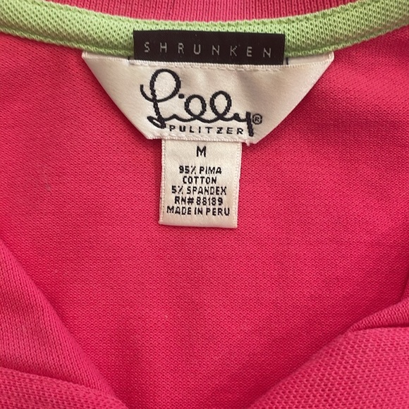 Lilly Pulitzer raspberry pink polo shirt size medium white label - Picture 2 of 4